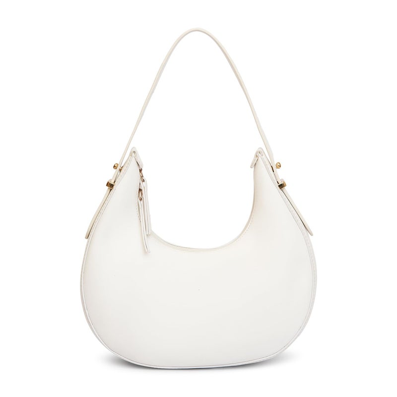 KLEIO Vegan Leather Half Moon Shoulder Handbag for Women and Girls - White - Image 2
